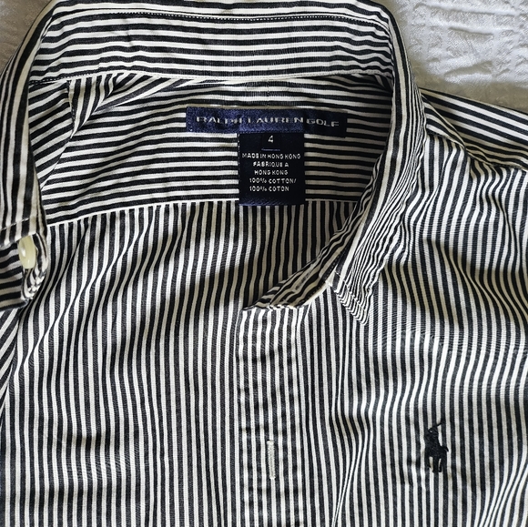 Womens Ralph Lauren Golf Black White Strip Button Up Tank Top Size 4 100% Cotton - Picture 3 of 11